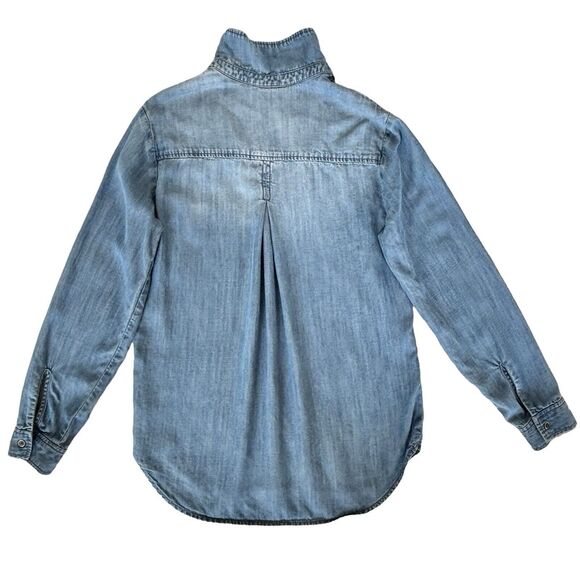 Cloth & Stone Womens Chambray Popover Tunic Size S‎ Blue Long Sleeve Collared - Picture 11 of 12